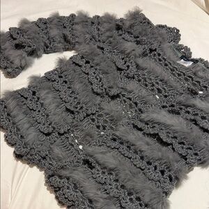 Beautiful Gray Rabbit Fur Knit Sweater